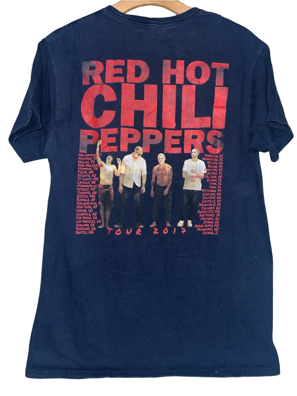 Red Hot Chili Peppers Men’s Size M Navy Blue 2017 Getaway Tour Tee T-Shirt